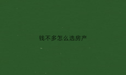 钱不多怎么选房产(钱不多如何买房)