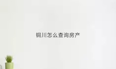 铜川怎么查询房产(铜川房产交易大厅)