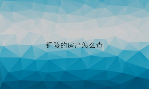 铜陵的房产怎么查(铜陵房产信息网怎么查不了房)