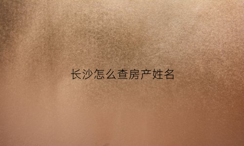 长沙怎么查房产姓名(长沙个人房产查询系统网站)