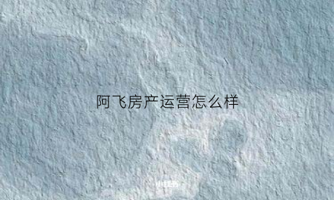 阿飞房产运营怎么样(阿飞文化传媒有限公司)