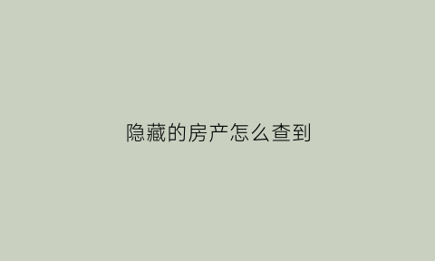 隐藏的房产怎么查到(如何查找隐藏的财产)
