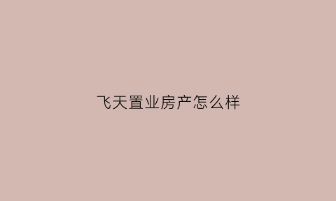 飞天置业房产怎么样