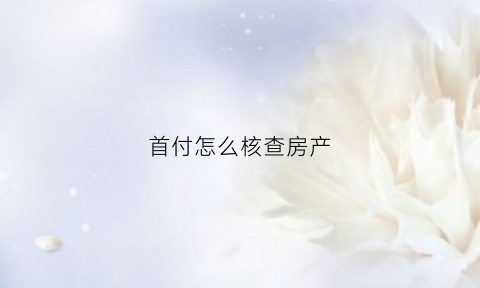 首付怎么核查房产(首付怎么核查房产信息)