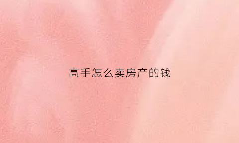 高手怎么卖房产的钱(卖房应该怎么卖)