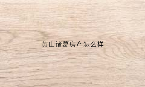 黄山诸葛房产怎么样