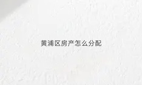 黄浦区房产怎么分配(上海黄浦区房子地址)