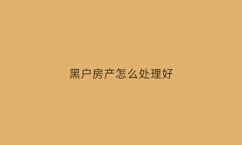 黑户房产怎么处理好(黑户房产怎么处理好一点)