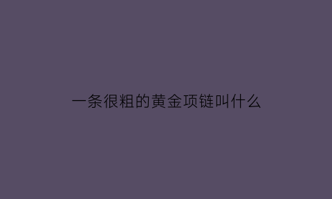 一条很粗的黄金项链叫什么(一条很粗的黄金项链叫什么名字)