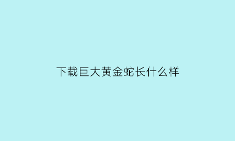 下载巨大黄金蛇长什么样(黄金大蛇视频)