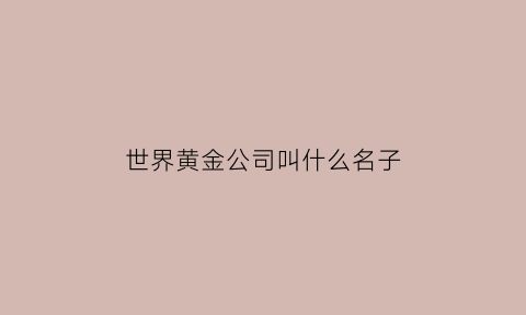 世界黄金公司叫什么名子