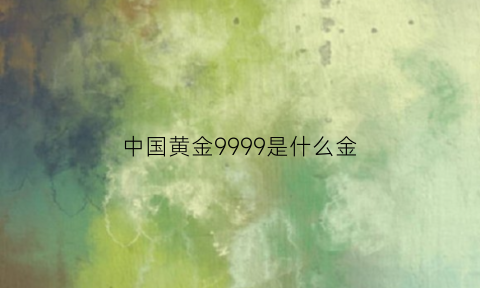 中国黄金9999是什么金