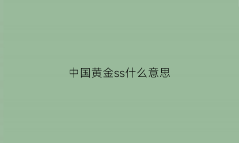 中国黄金ss什么意思