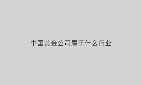 中国黄金公司属于什么行业(中国黄金公司属于什么行业)