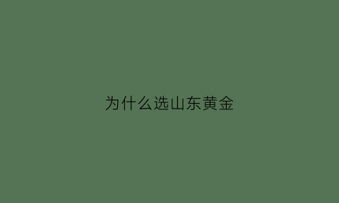 为什么选山东黄金(为什么山东黄金便宜)