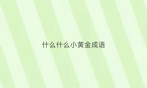 什么什么小黄金成语(黄什么小什么的成语)