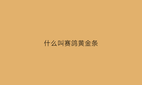 什么叫赛鸽黄金条