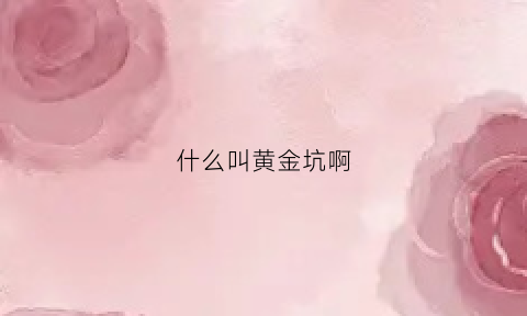 什么叫黄金坑啊(什么叫做黄金坑)