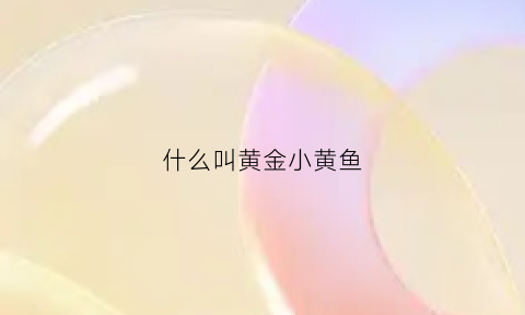 什么叫黄金小黄鱼