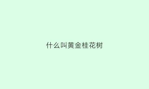 什么叫黄金桂花树