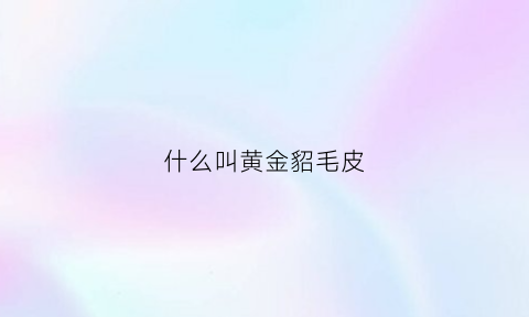 什么叫黄金貂毛皮(黄金貂是真毛还是假毛)