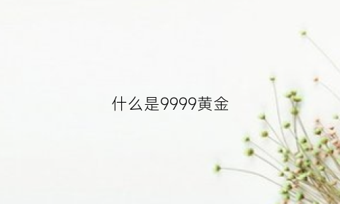 什么是9999黄金(9999的黄金什么意思)