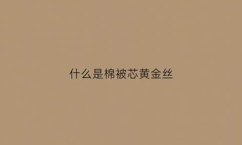 什么是棉被芯黄金丝(蚕丝被黄金丝是什么)