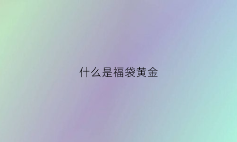 什么是福袋黄金(什么是福袋黄金项链)