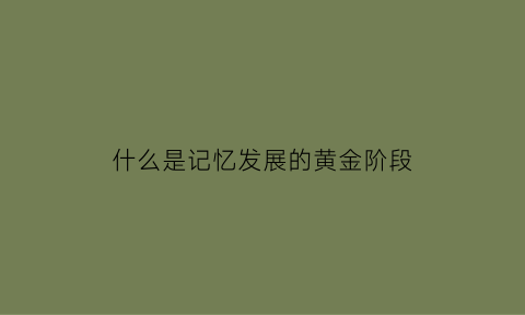 什么是记忆发展的黄金阶段(记忆黄金时间段是哪个四个阶段)