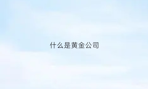 什么是黄金公司(黄金公司属于什么行业)