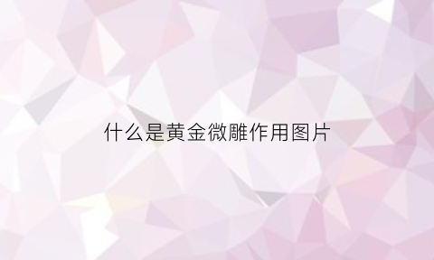 什么是黄金微雕作用图片(什么是黄金微雕作用图片和价格)