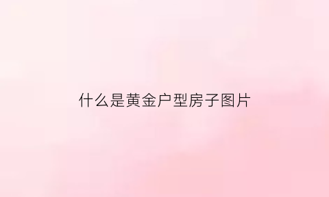 什么是黄金户型房子图片(黄金户型的四个标准)