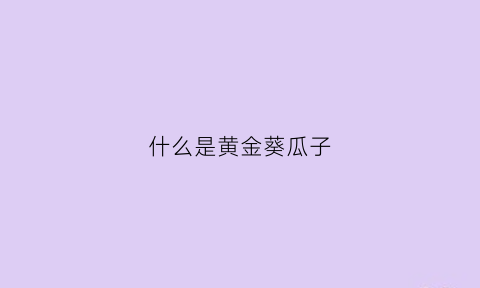 什么是黄金葵瓜子