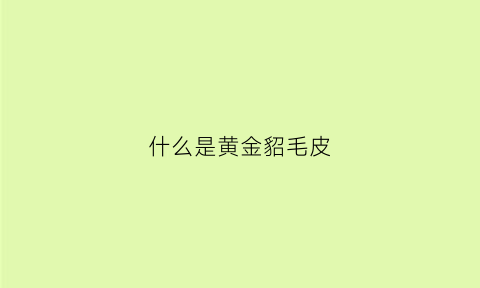 什么是黄金貂毛皮(黄金貂是貂皮吗)