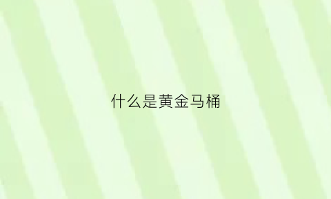 什么是黄金马桶