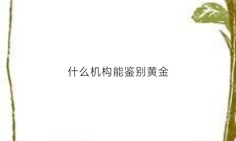 什么机构能鉴别黄金