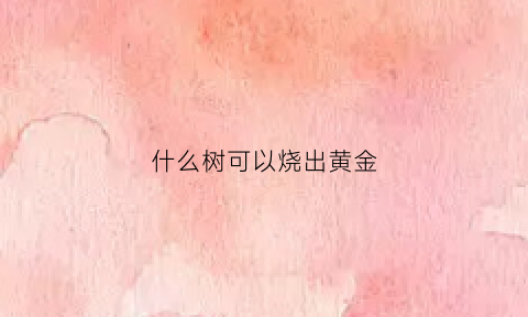 什么树可以烧出黄金(什么树烧起来有毒)