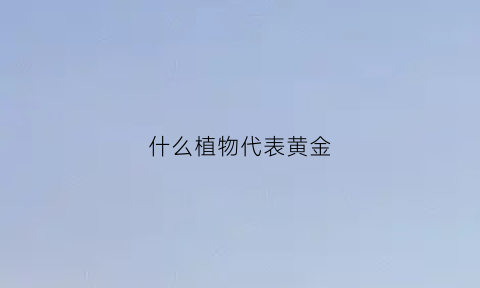 什么植物代表黄金(什么植物代表黄金最多)