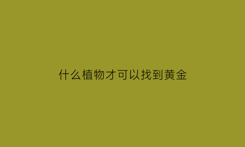 什么植物才可以找到黄金