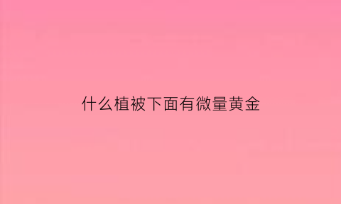 什么植被下面有微量黄金(哪种植物下会有黄金)