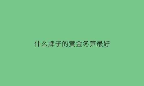 什么牌子的黄金冬笋最好