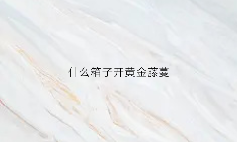 什么箱子开黄金藤蔓