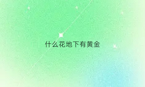 什么花地下有黄金(什么花长在地下)