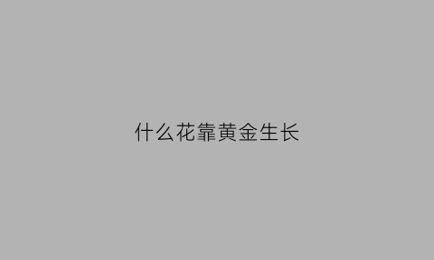 什么花靠黄金生长(什么花靠黄金生长而死)