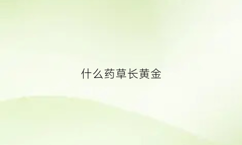 什么药草长黄金(什么药草长黄金树)