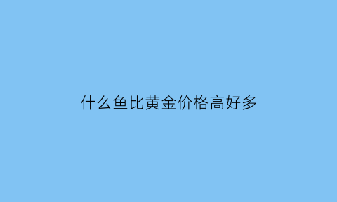 什么鱼比黄金价格高好多(什么鱼比金鱼好养)