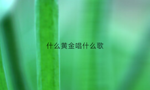 什么黄金唱什么歌(什么是黄金颜色的歌曲)