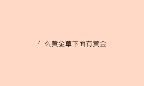 什么黄金草下面有黄金