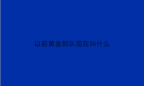 以前黄金部队现在叫什么