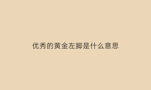 优秀的黄金左脚是什么意思(黄金左脚是哪位球星)